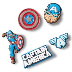 Crocs Jibbitz Marvel Captain America 5-Pack Shield Shoe Charms Kids OS NEW